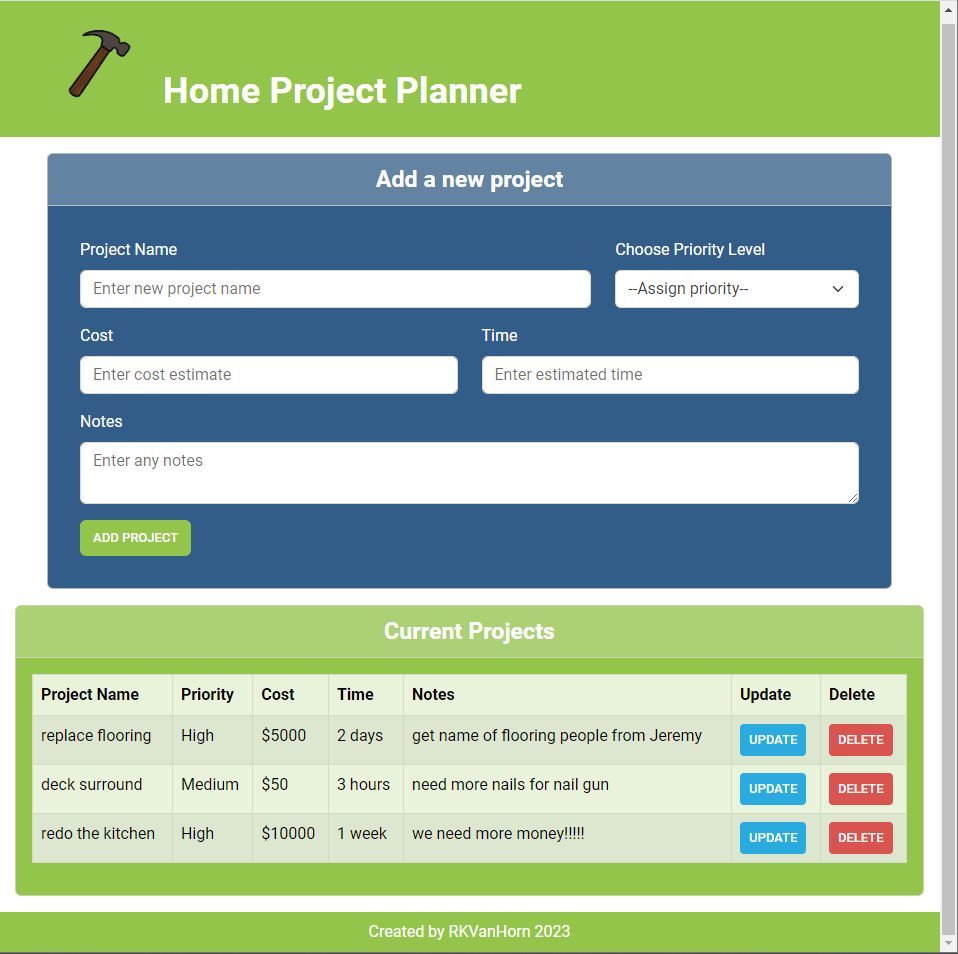 Image of Home Project Planner website